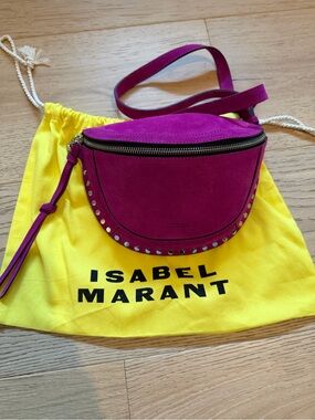 Isabel Marant Fuchsia Suede Crossbody with Silver Studs